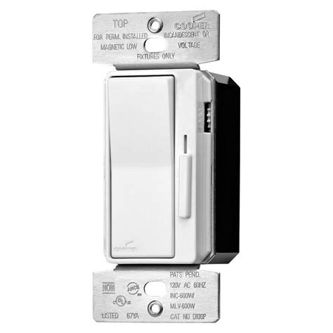 Eaton 600 Watt Decorator 3 Way Slide Cfl Led Dimmer With Pre Set Dlc03p W Khdp The Home Depot