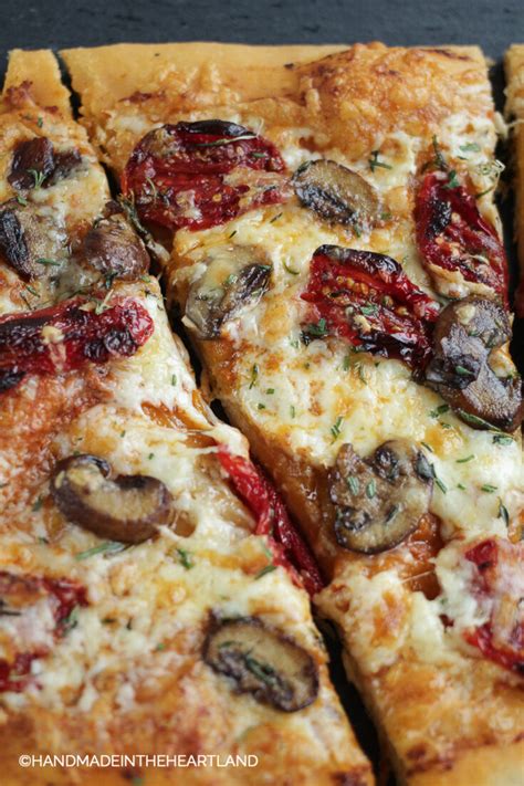 Tuscan Mushroom And Sun Dried Tomato Pizza Handmade In The Heartland