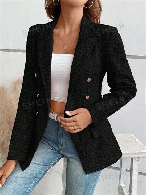 Shein Essnce Double Breasted Lapel Collar Blazer Shein Uk