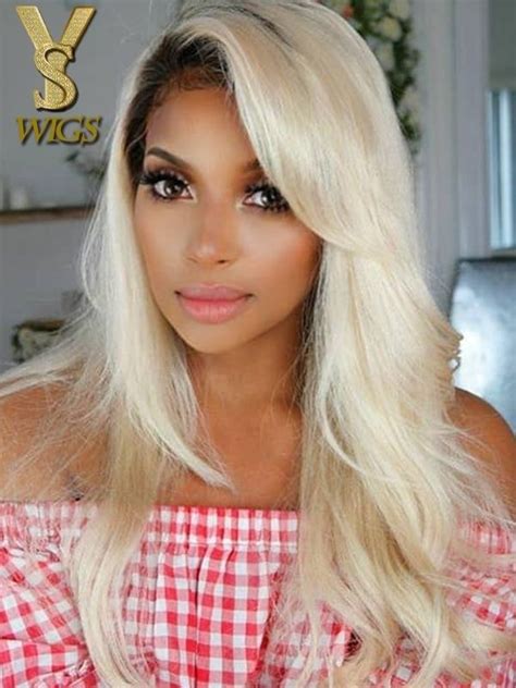 Yswigs Dark Root Ombre 613 Blonde Lace Front Virgin Human Hair Wigs