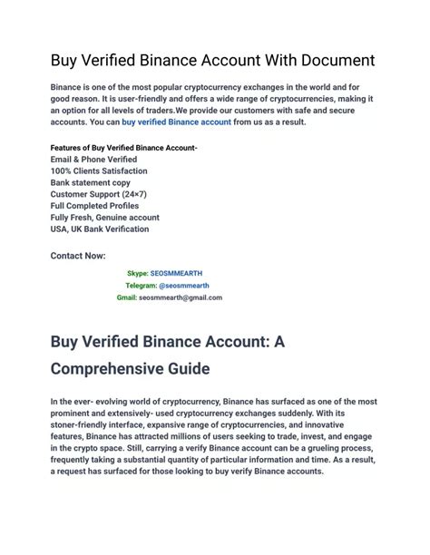 Ppt One Of The Best Site To Buy Verified Binance Account Powerpoint