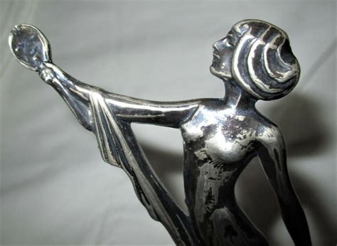 ANTIQUE ART DECO W B SILVER NUDE LADY STATUE TRINKET JEWELRY BOX