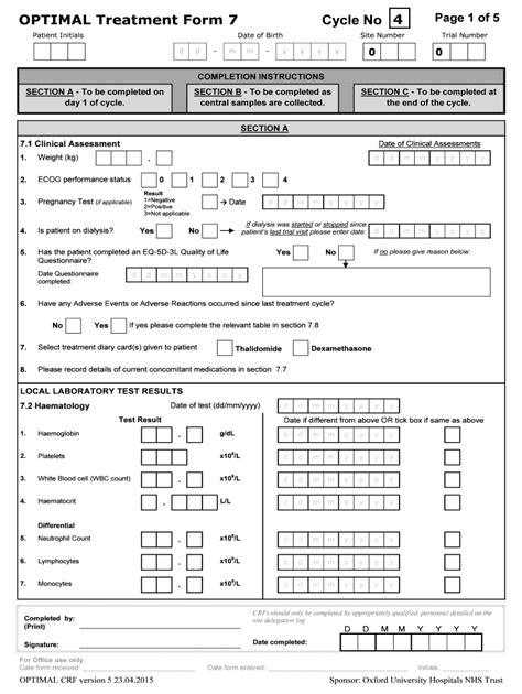 Fillable Online Nssg Oxford Haematology Org Optimal Treatment Form