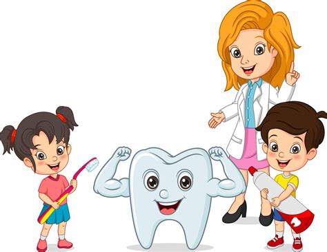 Cartoon little children with dentist and strong tooth 6659233 Vector ...