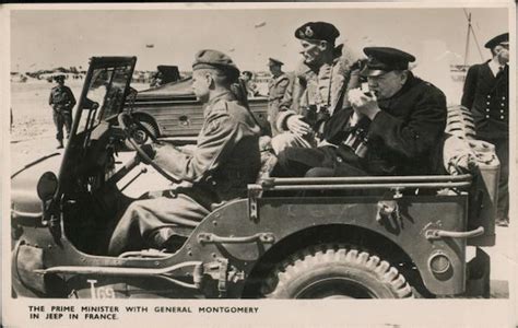 Winston Churchill with General Montgomery World War II Postcard