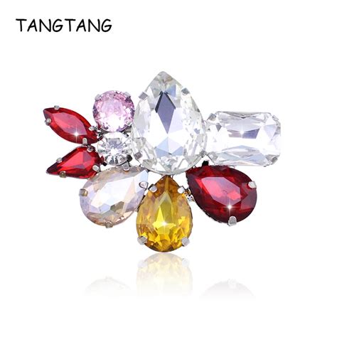 TANGTANG Crystal Brooch For Woman Unique Brightly Glass Stone Brooch