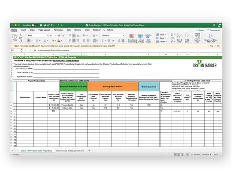 LEED v4.1 Submittal Cover Sheet - Green Badger