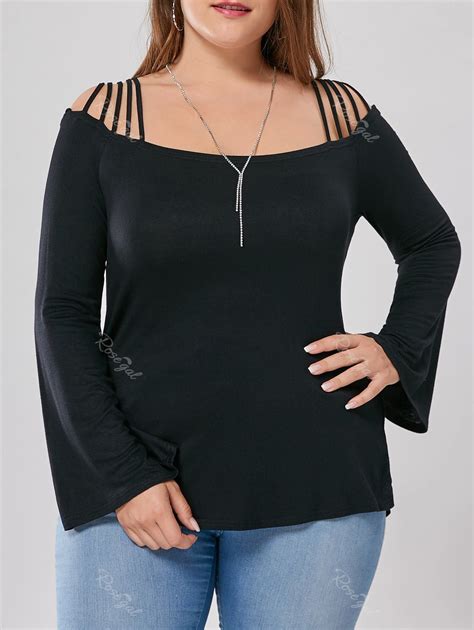 34 Off Cut Out Bell Sleeve Plus Size T Shirt Rosegal