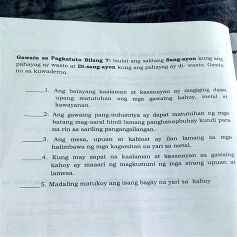 SOLVED Gawain Sa Pagkatuto Bilang 7 Isulat Ang Salitang Sang Ayon