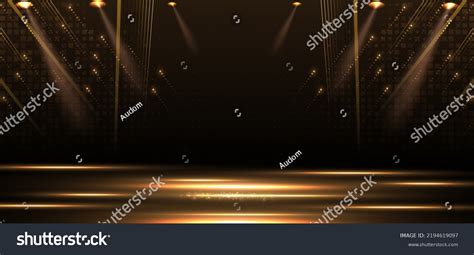 Elegant Golden Stage Vertical Glowing Lighting Stock Vector Royalty