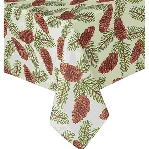 St Nicholas Square Woven Pine Cone Print Tablecloth Pinecone Fabric 90