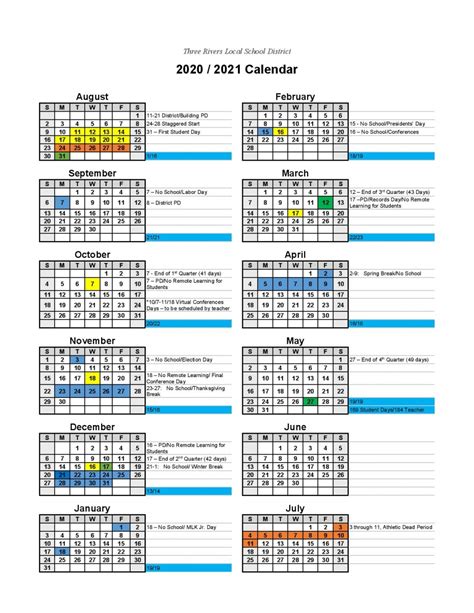 Three Rivers Local School District - calendars