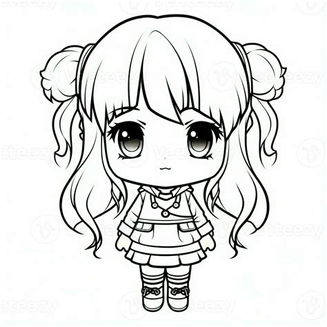 Anime Girl Coloring Pages 26672924 Stock Photo at Vecteezy