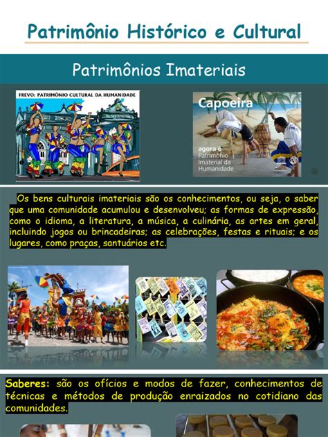 Oq É Patrimonio Imaterial - Patrimônio Cultural e Imaterial Brasileiro | PDF | Herança cultural ...