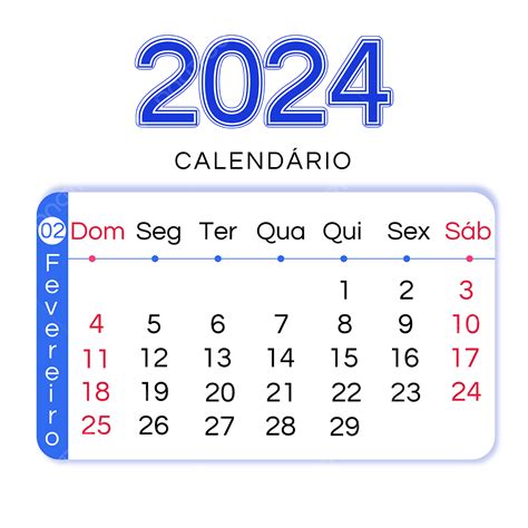 Calendário Português De Fevereiro Azul 2024 PNG 2024 Português