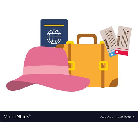 Vacations Suitcase Passport Tickets Royalty Free Vector