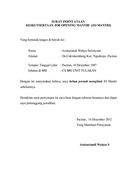 Contoh Surat Pernyataan Ikut Bpjs Contoh Surat