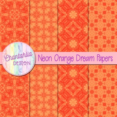 Free Digital Papers Featuring Neon Orange Dream Designs