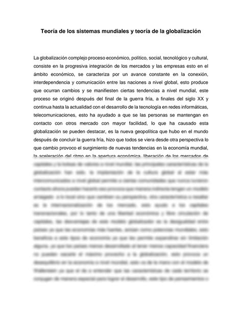 Solution Teoria De Globalizaci N Historia Del Pensamiento Economico