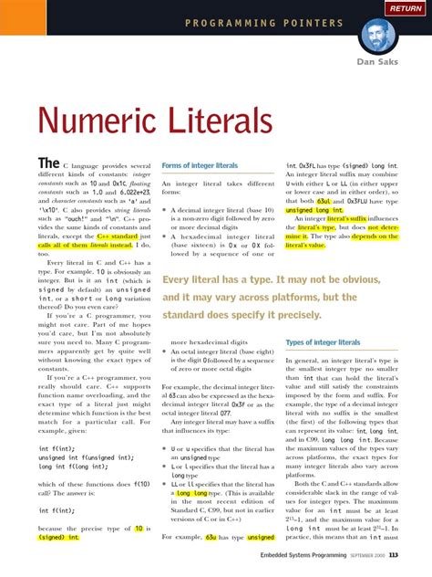numeric literals    integer computer science