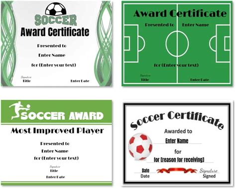 Free Editable Soccer Certificates Customize Online Instant Download