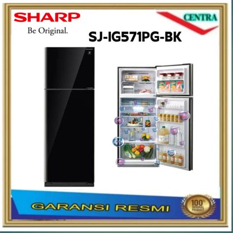 Jual Kulkas Sharp Pintu Sj Ig Pgbk Liter Glass Door Inverter