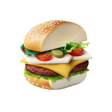 D Food Burger Multi Layer Stereoscopic Effect Food Three Dimensional