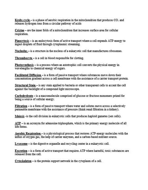 Cell Transport Vocabulary Tournament Worksheets Library