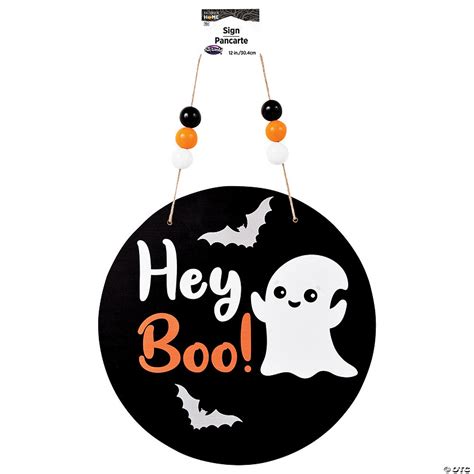 12 Wooden Round Boo Sign Halloween Décor