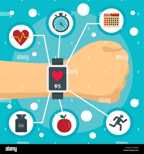 Fitness Tracker Watch Concept Background Flat Illustration Of Fitness