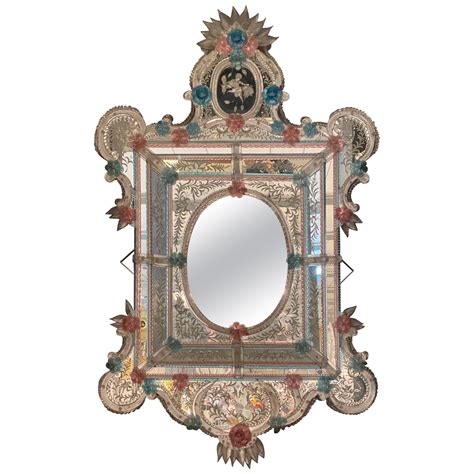 Superb Venetian Multicolor Murano Glass Mirror For Sale At 1stdibs