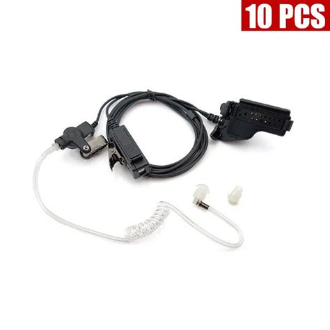 Xqf 10pcs Covert Acoustic Tube Earpiece Headset Mic For Motorola Ht1000