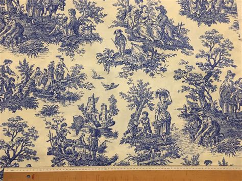 Toile Fabric French Upholstery Fabric Country Fabric Blue - Etsy