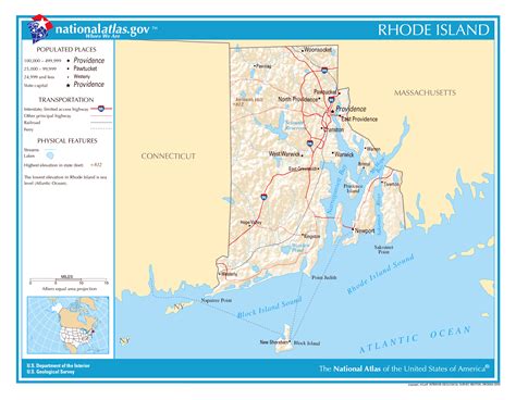 Large detailed map of Rhode Island state | Rhode Island state | USA