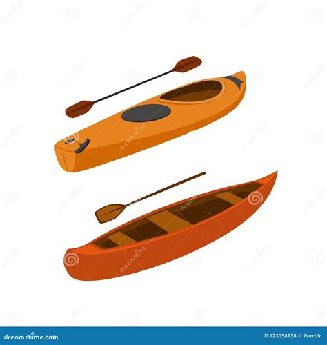 Kayak And Canoe Boats Isolated Vector Stock Vector Illustration Of