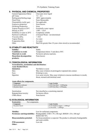 Oil Technics MSD Sheet Training Foam Synthetic 3 PDF