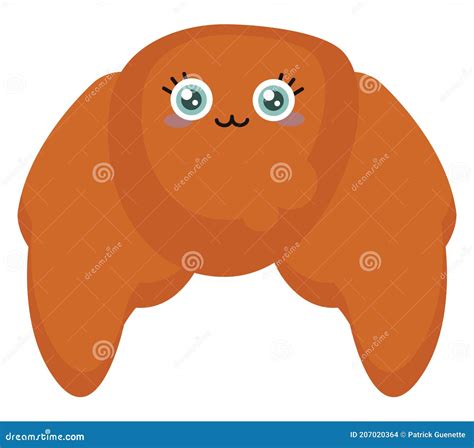 Cute Croissant Cartoon Character Crossiant Mascot Funny Positive And