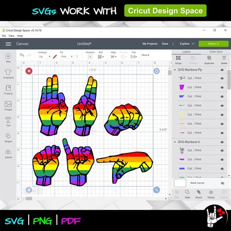 ASL SVG Rainbow Sign Language Alphabet Asl ABC letters | Etsy