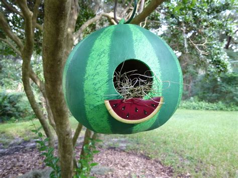 Watermelon Birdhouse Hand Painted Gourd Etsy Hand Painted Gourds