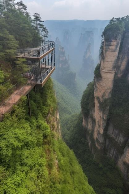 Premium AI Image | A glass bridge in zhangjiajie national park