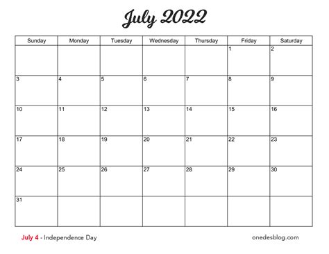 41 Free Printable July 2022 Calendars Cute And Minimalist