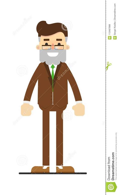 Happy Bearded Man In Suit Character Stock Illustration Illustration