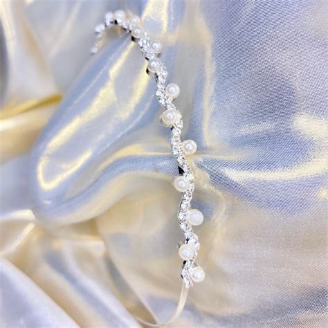 Silver Crystal Pearl Headband Etsy