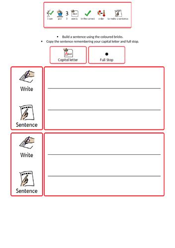 Sentence Writing Template Using Visuals Teaching Resources