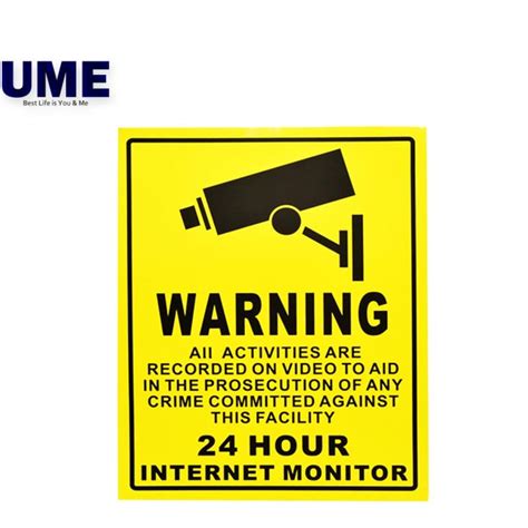 Ume Cctv Stickers Surveillance Security Hour Monitor Camera Warning