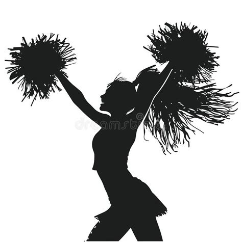 Silhouette of a High School Cheerleader with Pom Poms Stock Vector ...