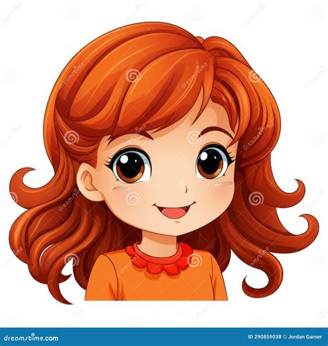 Illustration Of A Girl With Red Hair On A White Background Stock