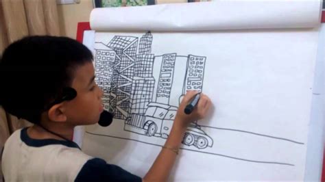 9 Year Old Drawing Buildings Youtube