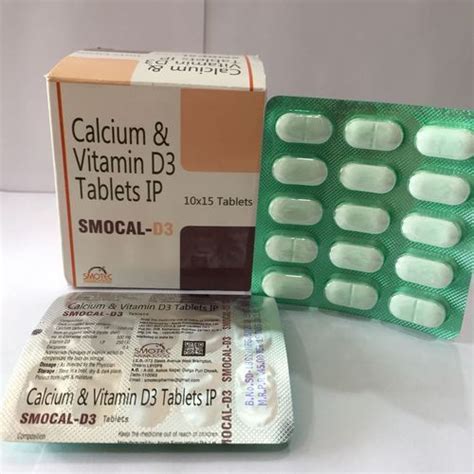 Smocal D3 Calcium And Vitamin D3 Tablets Ip 10X15 Blister Pack General