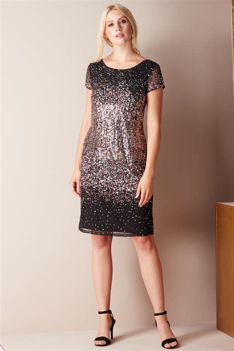 Ombre Sequin Dress In Black Roman Originals Uk